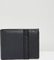 perforated wallet with elasticated strap in black