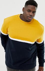 plus colour block sweatshirt in yellow