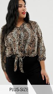 New Look Curve Tie Front Blouse