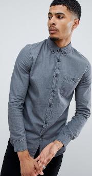 regular fit denim shirt in grey wash