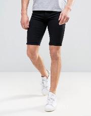 skinny fit denim shorts  black