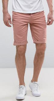 slim fit denim shorts in light pink
