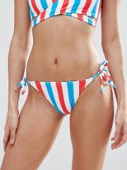 stripe tie side bikini bottom multi