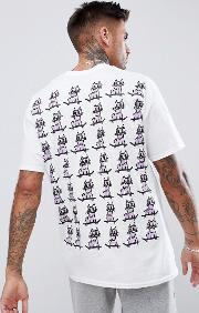kitty skate repeat back print  shirt