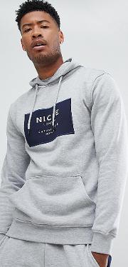 nicce hoodie in grey with box logo exclusive to asos