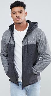 nicce track zip thru hoodie in grey
