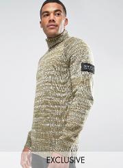 roll neck jumper with arm patch
