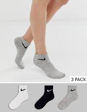 White And Grey 3 Pack Ankle Socks