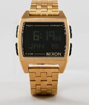 a1107 base digital bracelet watch in gold