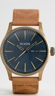 local sentry leather watch in tan