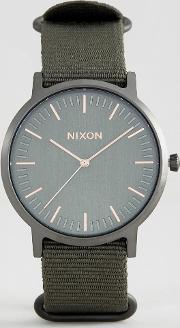 porter nylon watch in khaki