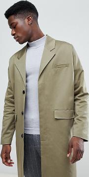 cotton duster coat in khaki