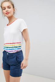 T Shirt With Rainbow Foil Stripe Mix