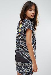 Aztec Printed Shift Dress With Tassel Back Detail