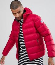 Hooded Down Puffer Jacket In Red