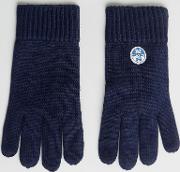 Merino Logo Gloves  Navy