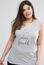 Plus Live Love Sparkle Sleeveless Vest