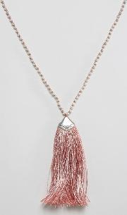 festival tassel necklace dusty pink