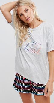 pyjama t shirt with slogan print  off white
