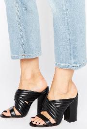 sierra black leather heeled mules