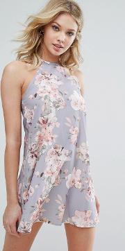Halterneck Swing Dress  Floral Print