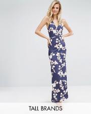 maxi dress with open back in floral print