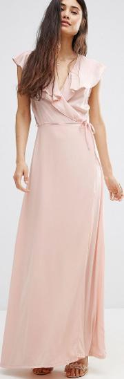 wrap maxi dress peach