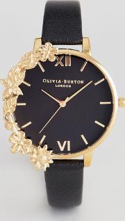 ob16cb07 case cuff leather watch in black