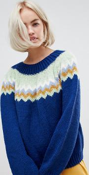 unisex hand knitted fairisle navy jumper