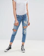 Destroyed Patched Boyfriend Jeans