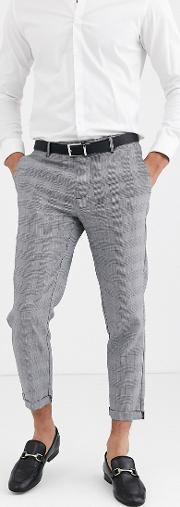 Slim Fit Cropped Check Trousers