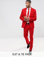Opposuits Prom Slim  Tie In Red