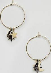 moon & star charm hoop earrings