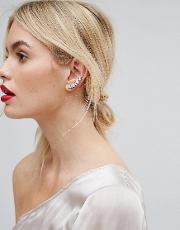 swarovski crystal ear climber & stud earrings