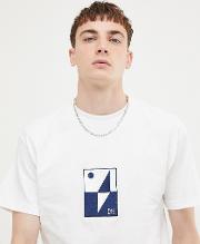 t shirt with embroidered abstract sheet logo in white