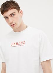 t shirt with embroidered logo in white