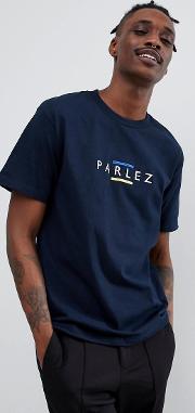 t shirt with lines chest logo  navy