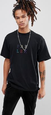 t shirt with multi colour logo in black