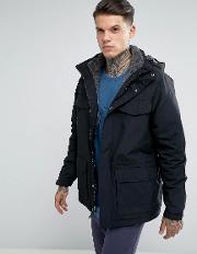 Isthmus Parka Jacket Borg Lined With Detachable Hood  Black
