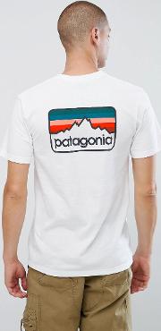 Shirt With Line Logo Badge Back Print  White