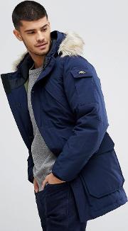 Hoosac Down Insulated Parka Jacket Detachable Faux Fur Trim  Navy