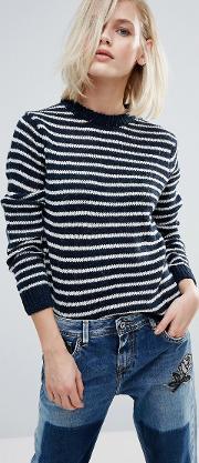 lira stripe alpaca wool mix knit jumper