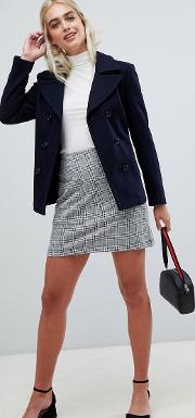 check mini skirt with front pockets