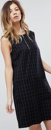 check shift dress with zip