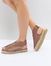 lace up leather look espadrille