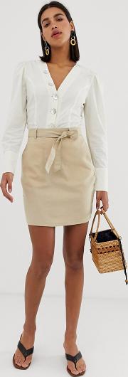 Tie Waist Mini Skirt
