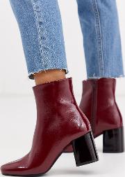 Contrast Heel Patent Boots