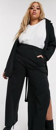Wide Leg Trousers With Side Split Co Ord