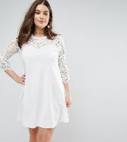 Skater Dress With Lace Sleeves