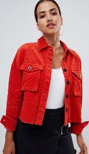 cord jacket in red
